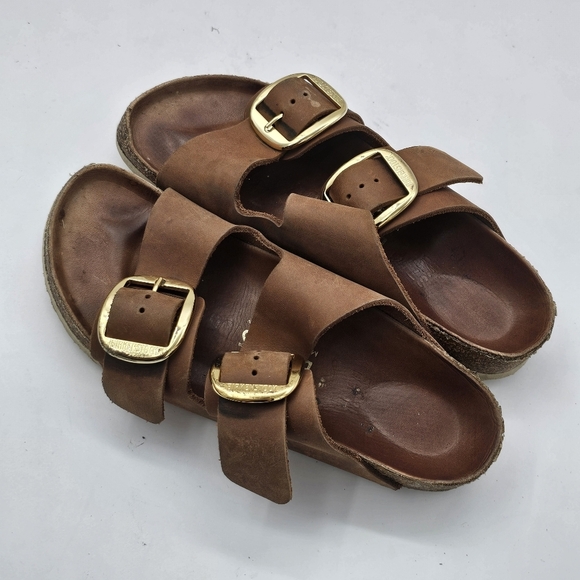 Birkenstock Arizona Big Buckle Sandals Cognac Leather Size 37 US 6 6.5 - Picture 8 of 11